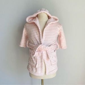 Modern Baby White/Pink Striped Baby Girl Hooded Robe